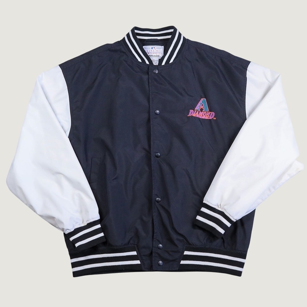 VTG 90s Arizona Diamondbacks Bomber Jacket Men XL Black Mirage MLB Genuine Merch